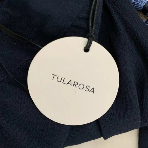 Revolve Tularosa Cory Halter Top Navy Blue Tassels Open Back Embroidered Size XS - Picture 11 of 16